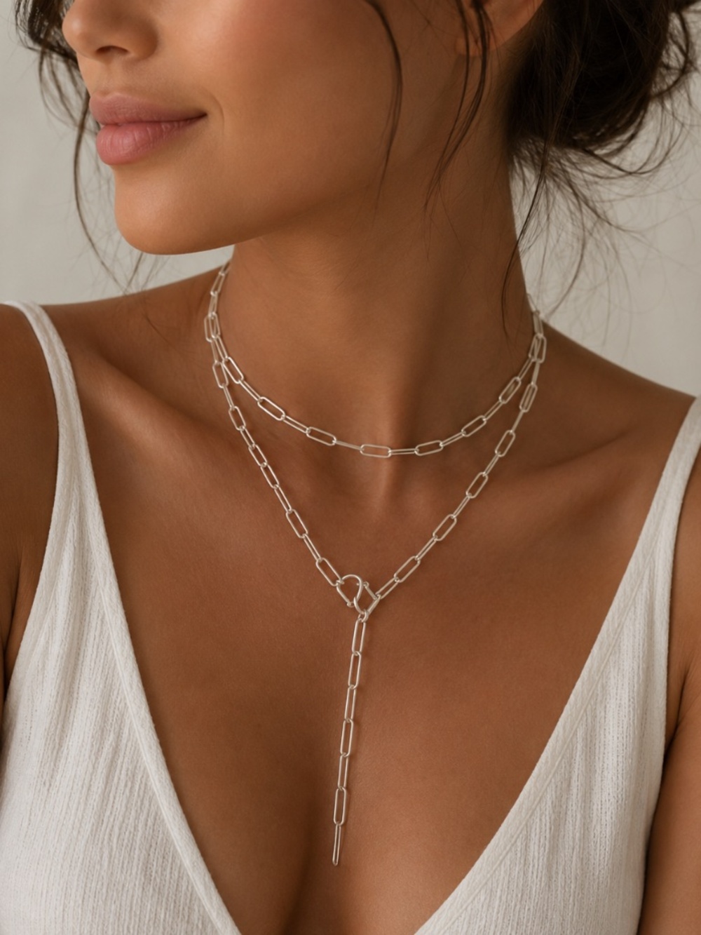 Sterling Silver Paperclip Wrap Necklace